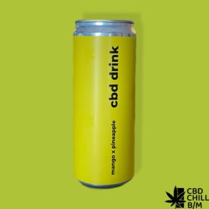 CBD DRINK “MANGO & PINEAPPLE” — газований напій з 40 мг канабідіолу в жовтій банці, бренд CBD Chill — Боб Марлі бар