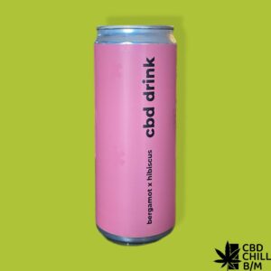 CBD DRINK “BERGAMOT & HIBISCUS” — функціональний напій у рожевій банці з 40 мг канабідіолу, бренд CBD Chill — Боб Марлі бар